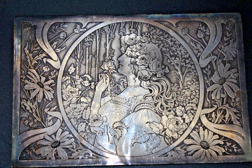Art nouveau relief plate - art,