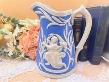 Antique Cork & Edge Jug 'Peace & Plenty' c.1860 Relief Moulded Stoneware Pitcher