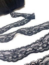 Black Scallop Stretch Lace Trim 40mm, new, bundle, 3 meters. Type Three. 
