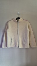 Pachamam Hand Made Full Zip Fleece Lined Cardigan Cream With Pink Stripe Size M
