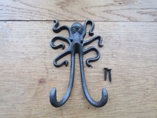 Cast iron Rustic coat hook vintage old retro peg hanger NAUTICAL OCTOPUS hook AI
