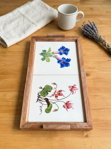 Vintage wooden serving tray - wooden,
