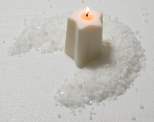 Pastel candle wax - candle, beaded