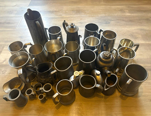 Scrap pewter beer tankards - scrap, &