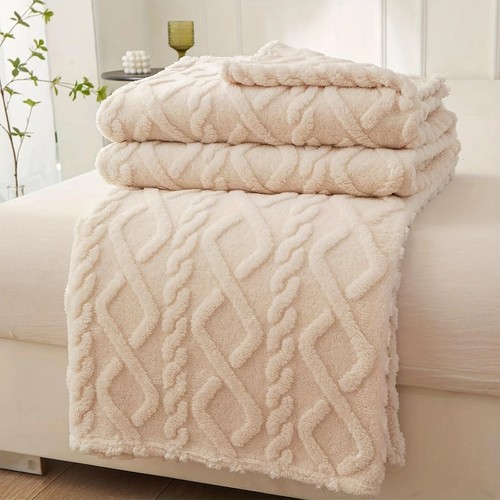 Fleece blanket 100x150cm - blanket, cream