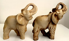 Vintage Elephants Lucky Alabaster Sculpture Decorative Figures 20cm