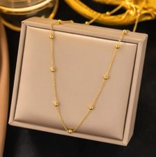 18ct Gold-Plated Beaded Satellite Chain Necklace (17.3 inches)