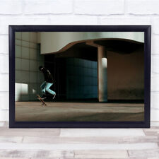 Street Action Skateboard Skateboarder Board Jump Leap Gravity Wall Art Print