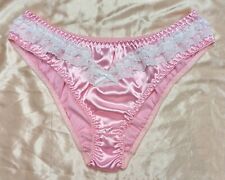 Women's Sexy Silk Satin Ruffle Lace Bum Panties Knickers Sissy CD TV  L UK 12-14