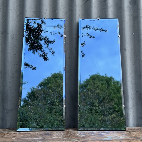 Pair vintage bevelled blue - pair,