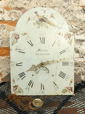 18thC JAMES BURTON WHITEHAVEN Floral Enamel Long Case Clock Dial & Movement a/f