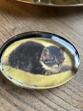 Vintage Cat Glass Paperweight 