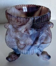 Antique Victorian Amethyst Slag Glass Vase, Press Glass, 8 cms