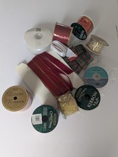 Bundle Christmas Ribbons Some Wire Edged Red Gold Tartan Wreath Making Job Lot