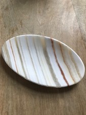 Genuine Egyptian Alabaster Oval Dish for Decor or Trinkets