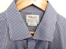 T.M.Lewin dark blue check shirt/collar 17.5/Sleeve 34.5/50"-52"chest