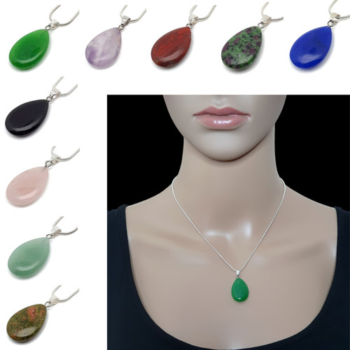 Necklace crystal teardrop - necklace,