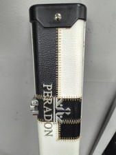 PERADON HALO 3/4  BLACK & WHITE PATCHWORK SNOOKER/POOL CASE with cue craft cue