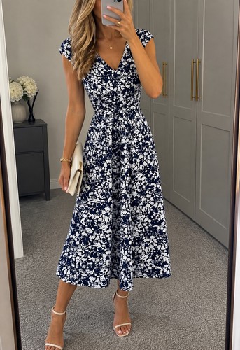 Joules navy floral dress 8 - joules, uk