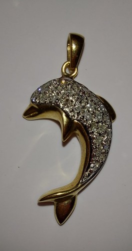 Diamond dolphin pendant 9k - in,