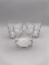 Signed Edinburgh Crystal Skibo Cut Checkered Scotch Whisky Glasses Set Of 3 VGC