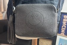 Anya Hindmarch Silver Smiley Cross Body Bag, Adjustable Straps.