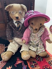 Antique 1920's Large American stick bear and Merrythought teddy bear