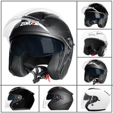 ZORAX Tula Open Face Motorbike Helmet Crash Motorcycle DVS Outer Inner Sun Visor