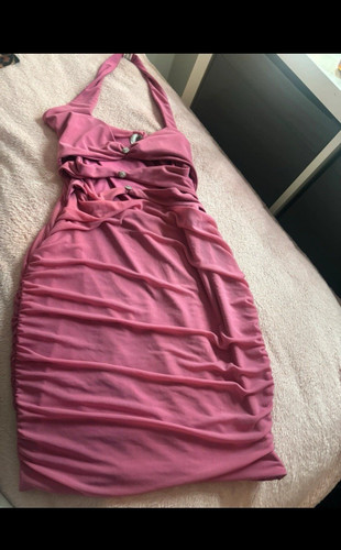 Polly pink ruched - ruched, halter