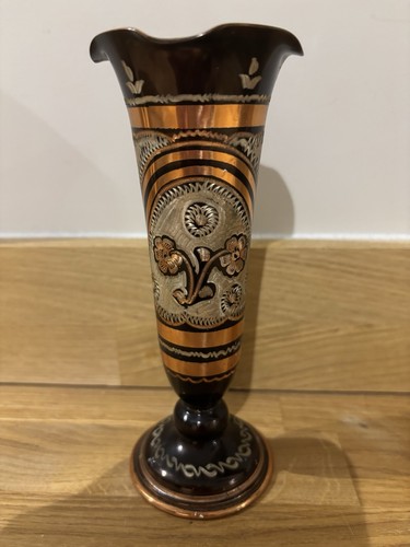 Etched copper vase - etched,
