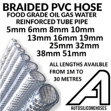 PVC HOSE Clear Flexible Reinforced Braided Food Grade OIL WATER Tube Pipe