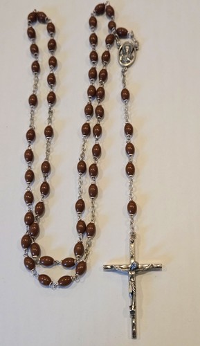 Vintage italian rosary - italian, brown
