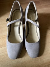 Hobbs Ladies Grey Suede Mary Jane Style Shoes 6 Snug Fit Vgc