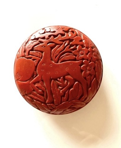 Cinnabar lidded trinket pot - lidded,