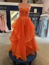Orange ruffle skirt prom dress