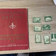 Festival Of Britain 1951 Commemorative Poster Stamps London Fund For The Blind