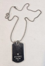 Gucci Dog Tag Silver Necklace
