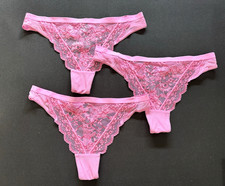 M & S PACK 3 PINK LACE THONGS Size 12 FREE POSTAGE