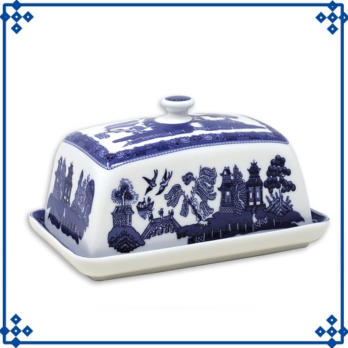 Blue willow butter dish - blue,