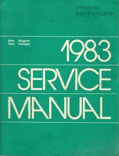 DODGE VAN 1983 MANUAL SERVICE
