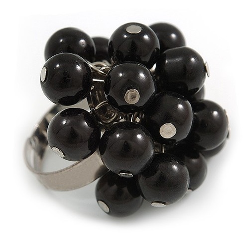 Faux pearl bead cluster ring - faux,