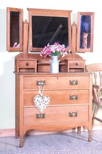 Delivery Options - Beautiful Old Pine Dressing Table & Mirror - Waxed