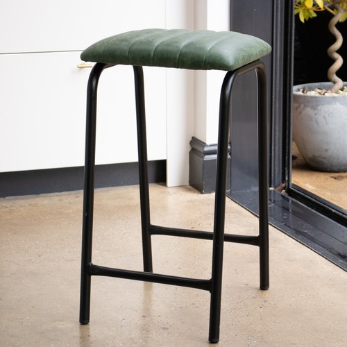 Green bar stool faux leather - green,