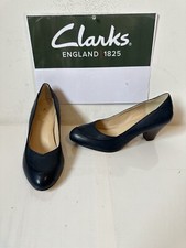 Clarks Navy Leather Heels