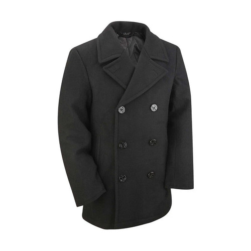 Men army black wool jacket - black,