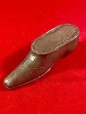Victorian Period – Finely Detailed 17th Century Shoe Shaped Pewter Snuff Box
