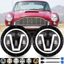 Pair 7" Inch Round LED Headlights Halo DRL For Aston Martin DB5 1963 1964 1965