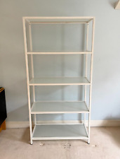5-Tier White Frame Frosted Glass Shelving Unit, Bookshelf, Display Case