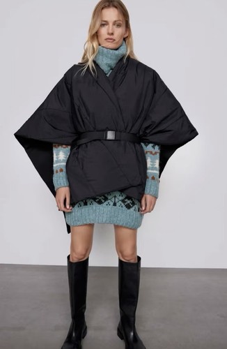 Zara black quilted - zara, poncho