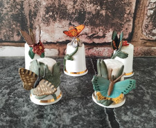 Pewter China Butterfly Thimble Bundle x5 Hand Painted Set A